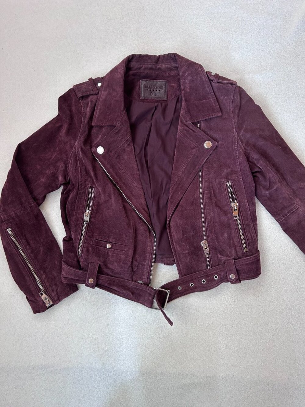 BLANKNYC 100% Leather Moto Jacket | Women's Medium | Burgundy Suede - Picture 3 of 4